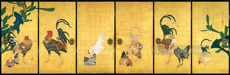 cactus and roosters 1789 Ito Jakuchu Japanese Oil Paintings